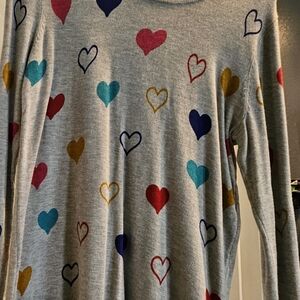 Marled Gray Heart Pattern Blouse